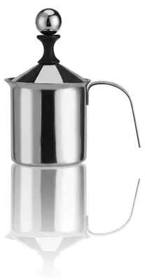 Milchaufschäumer Handpumpe Edelstahl 400 ml Doppelsieb manuell