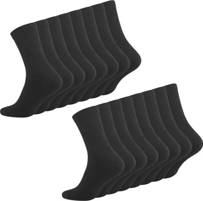 Produktbild von Socken Strümpfe 16 Paar Sportsocken Arbeitssocken Schwarz Baumwolle 39-42 Set