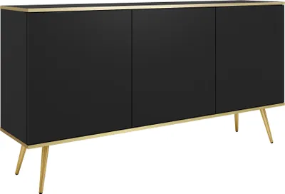 Immagine prodotto di Cassettiera: nera, gambe dorate, 160 x 85 x 39 cm
