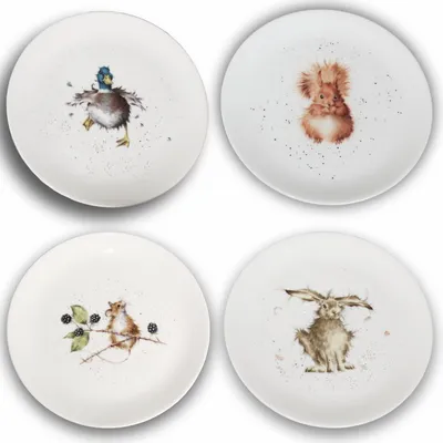 Produktbild von Wrendale Designs Porzellan-Kuchenteller 4er-Set