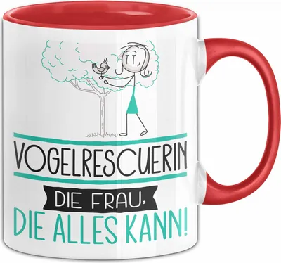 Produktbild von Vogelrescuerin Geschenk Tasse Becher Die Frau Die Allen Kann Geschenkidee für eine Vogelrescuerin Lustig (Rot)