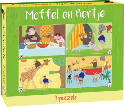 Produktbild von Kinderpuzzle Moffel und Piertje 4-in-1 Set mit 12, 14, 20 und 24 Teilen