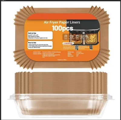 Produktbild von Luftfritteusen Einwegpapier 22x14cm, 100 Stück Backpapier, Antihaft, Fettabweisend, Hitzebeständig bis 250°C, Backpapier für Doppel-Pfannen & Grill