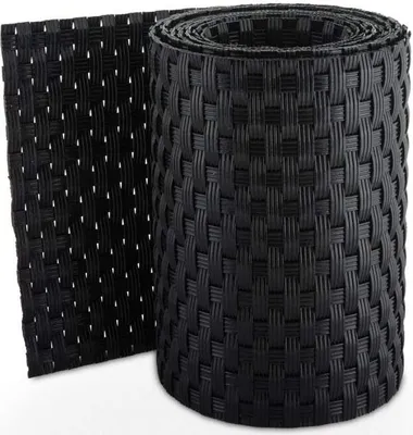 Produktbild von Sellon24® PE-Rattan Sichtschutzstreifen Rattan 255x19cm Schwarz Sichtschutz Zaunblende