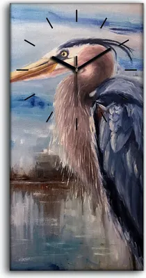 Produktbild von Wohnzimmer-Bild Leinwand Uhr Geräuschlos 30x60 Malerei Tier Vogel Kunst - schwarze Hände