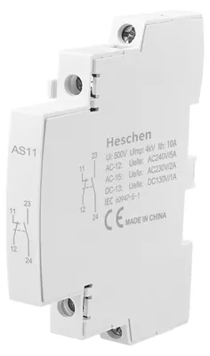 Hilfskontaktblock AS11, 1NO 1NC, 500V, 10A, für AC-Schütze