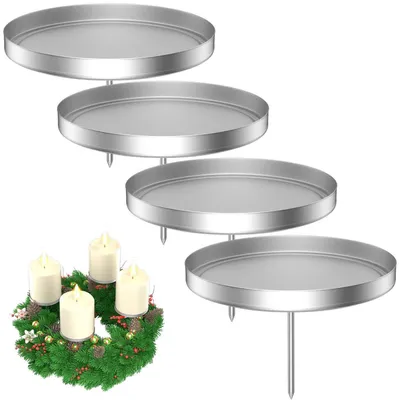 Obrázok produktu pre Držiak na sviečky, adventný veniec, strieborný, 8 cm, kov