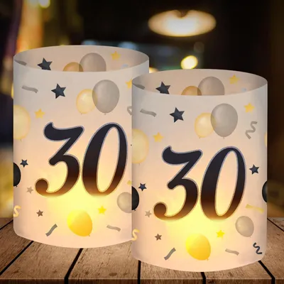 Productafbeelding van 12 Windlichten voor Tafelversiering 30e Verjaardag