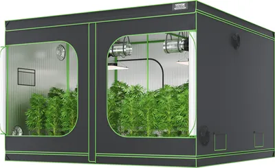 Produktbild von VEVOR Growbox 305 x 305 x 203 cm Gewächshaus aus 19 mm Stahl-Rahmen und 600D Oxford-Gewebe Growtent 60 kg Tragfähigkeit Growschrank Geeignet für 400 W Wachstumslicht Indoor Zuchtzelt