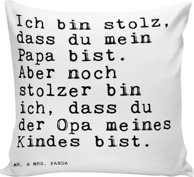 Produktbild von Mr. & Mrs. Panda Kissen 40x40 Ich bin stolz, dass... - Weiß - Geschenk, Großvater, Opa Spruch, Zierkissen, Kuschelkissen, Enkel Geburt, für sofa, Dekokissen, Deko, Zitate