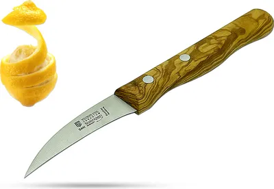 Produktbild von SMI 16,2 cm Schälmesser - Gebogenes Solingen Gemüsemesser & Obstmesser, Küchenmesser mit scharfem Olivenholzgriff, Nicht spülmaschinenfest
