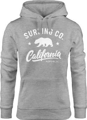 Produktbild von Hoodie Damen California Republic Bear Bär Sommer Surfing Kapuzen-Pullover Neverless® grau XL