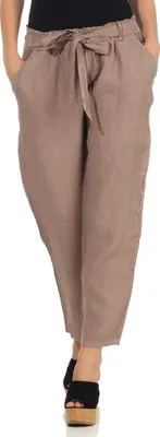 Produktbild von 318 Mississhop Damen Klassische Leinenhose lockere Freizeithose lange Hose mit Gürtel 100% Leinen Fango
