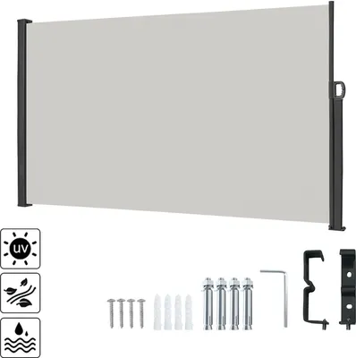 Obrázek produktu pro LARS360 200x300cm šedá Výsuvná boční markýza Ochrana proti slunci Clona proti větru, markýza na boční stěnu