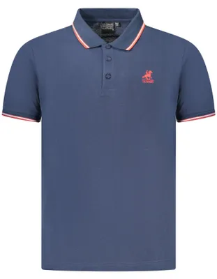 Produktbild von Elegantes Herren-Poloshirt Blau mit Stickerei und Kontrastdetails