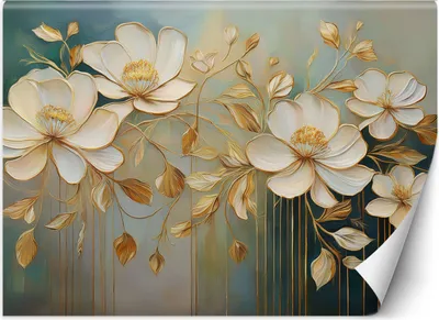Produktbild von Vlies fototapete Weiß gemalte Blumen 300x210 cm Feeby Beige inkl. Kleber einfache Montage