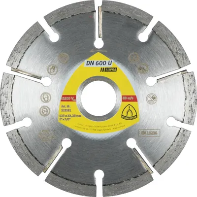 Produktbild von Klingspor DN 600 U Diamanttrennscheiben, 125 x 10 x 22,23 mm 10 Segmente 32 x 10 x 7 mm, Standardverzahnung