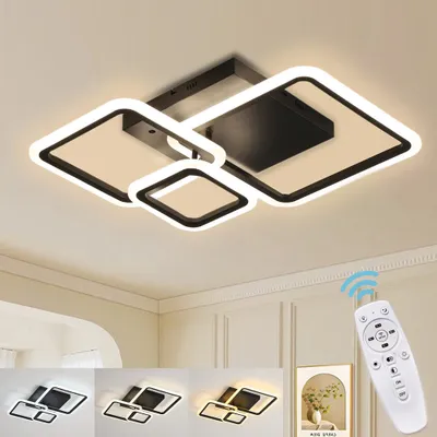Produktbild von Deckenleuchte Led Deckenlampe Schwarz Modern Flurlampe Dimmbar Decke Lampe Mit Fernbedienung Für Flur Esszimmer, Wohnzimmer, Schlafzimmer, Küche, Flur