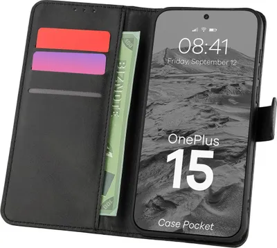 Produktbild von Handyhülle mit Klappe für OnePlus 15, Bizon Case Pocket, Schwarz