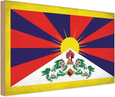 Produktbild von vianmo Holzschild 30x40 cm Tibet Flagge Fahne Wappen