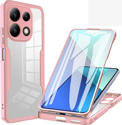 Obrázek produktu pro Ochranné pouzdro pro Xiaomi Redmi Note 13 Pro 4G, vestavěný chránič displeje 360° plná ochrana pouzdra na mobilní telefon Pink