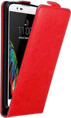 Produktbild von Cadorabo Hülle für LG K10 2016 Schutz Hülle in Rot Flip Etui Handyhülle Case Cover
