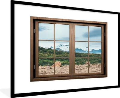 Produktbild von MuchoWow® MuchoWow® Gerahmtes Poster Aussicht - Felsen - Berg 90x60 cm - Poster mit zchwarzem Bilderrahmen - Wanddekoration - Fotos