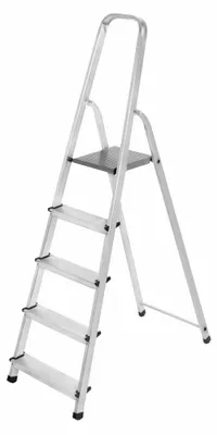 AWTOOLS Haushaltsleiter 5 Stufen 125 kg Aluminium freistehend