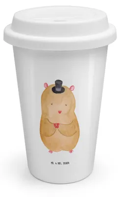 Produktbild von Mr. & Mrs. Panda ToGo Kaffeebecher Hamster Hut - Weiß - Geschenk, Coffee To Go Becher, Lustige Sprüche, Thermobecher, Thermokaffeebecher, Zwerghamster, Mehrwegbecher