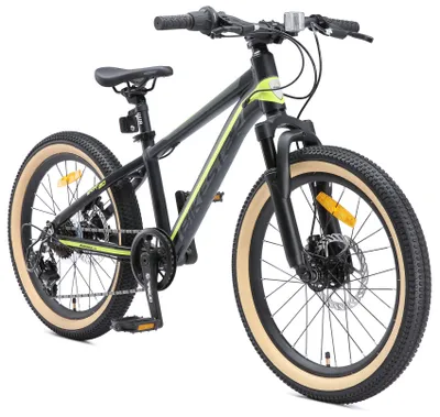 Produktbild von BIKESTAR Kinder Jugend Mountainbike 20 Zoll ab 6 - 7 Jahre | 7 Gang Hardtail MTB Sport Scheibenbremse Federgabel | Schwarz Grün