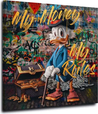 Produktbild von Dagobert Pop Art My Money Leinwandbild Wandbild Deko Kunst XL: 40x40x2cm