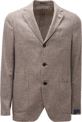 Immagine prodotto di 3075AF giacca uomo LARDINI beige/blue checked wool/Cotone jacket man