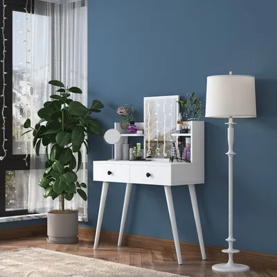 Immagine prodotto di Skye Decor, BJ102 - 2232, Tavolino da toilette, Bianco, truciolato rivestito al 100 % di melamina, grado E1, 97,8 x 40 x 111,8 cm