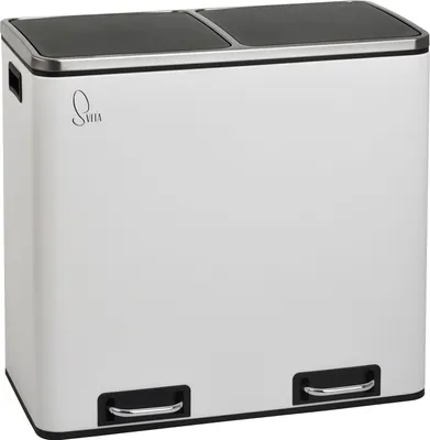 Produktbild von SVITA TM2X24 Treteimer 48 Liter Weiß Abfalleimer Mülleimer Design Mülltrennung Papierkorb Küchen-Ordnung Trennsystem