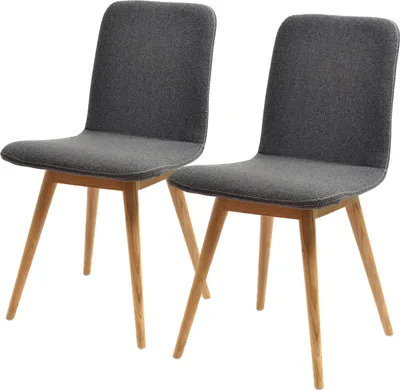 Produktbild von home24 Polsterstuhl - 2er-Set - Eiche Massiv / Stoff