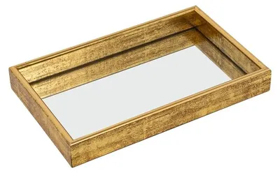 Produktbild von IvoQ Tablett Gold mit Spiegelboden – 45 x 30 cm – Rechteckiges Dekorationstablett – Hotel Chic & Antikes Design