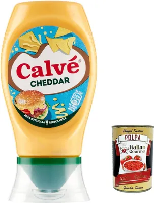 Produktbild von 3x Calvé Salsa Cheddar, mit hochwertigen Zutaten, ideal für Hamburger und Chips, Nachos, 250 ml + Italian Gourmet polpa 400g
