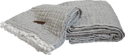 Produktbild von Wohndecke Premium Decke 170 x 130 cm grau als weiche Tagesdecke & Plaid aus edlem Stoffmix in moderner Crincle-Optik