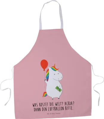 Produktbild von Mr. & Mrs. Panda Grill Schürze Einhorn Luftballon - Rot Pastell - Geschenk, Kochschürze, Gastro-Schürze, Geld, Unicorn, Vorbinder, Kochkleidung, Küchenschürze, Einhörner