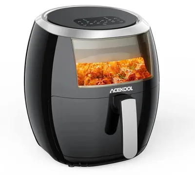 Produktbild von Heißluftfritteusen-Ofen - 8L digitale Airfryer - 1800W Schnellgaren - 8 Programme - Touchpanel - 360° Heißluftzirkulation - Antihaftbeschichtung - schwarz