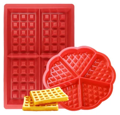 Silikon-Waffelformen, 2 Stück, Antihaft, rot, 28x3x19 cm