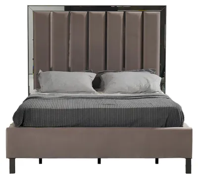 Produktbild von Betten Design Bett Polster Schlafzimmer Hotel Design Doppelbett Metall Taupe Neu