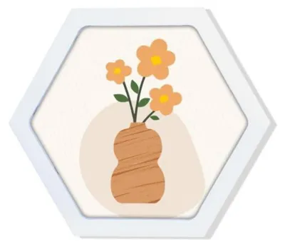 Obrázek produktu pro Bílý hexagonální rám na fotografie, rozměr 7 palců, vhodný pro zavěšení na zeď i pro umístění na stůl