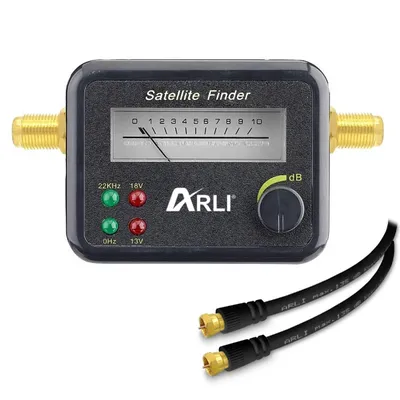 Produktbild von ARLI Satfinder – Digitaler Satelliten Finder mit Pegelanzeige & Signalton + 1m Anschlusskabel schwarz 135 dB 5-fach geschirmt vergoldete F-Stecker
