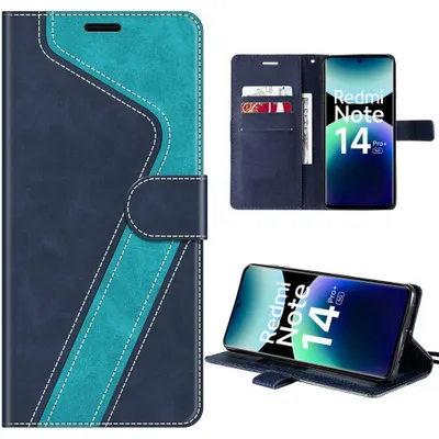 Image de Coque pour Xiaomi Redmi Note 14 Pro Plus 5G, Protection Cuir Synthétique Antichoc Bleu