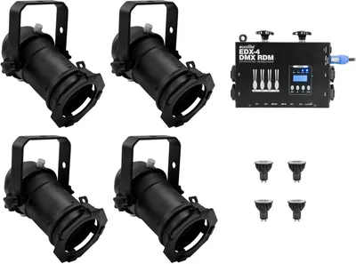 Immagine prodotto di EUROLITE Set 4x PAR-16 Spot sw dim2warm + EDX-4 DMX RDM LED-Dimmerpack (20000694)