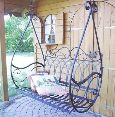 Produktbild von Hängebank Metall Braun Wetterfest Schaukel Gondel Hängesessel 1868 2Sitzer Gartenbank
