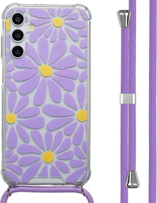 Productafbeelding van imoshion Design hoesje met koord voor de Samsung Galaxy A15 (5G) - Tropical Violet Flowers Connect