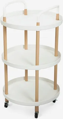 Immagine prodotto di Carrello portavivande rotondo a 3 ripiani Design Nordic wheels Biky Plus - Bianco