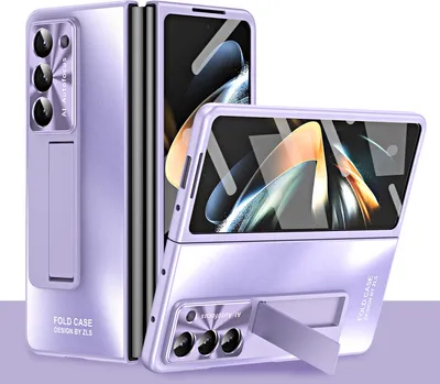 Produktbild von Hülle für Samsung Galaxy Z Fold 5 Hart PC Stander Schutzhülle mit Displayschutz / Linsenschutz Lila